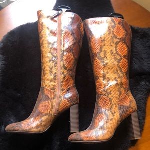 NWOB Scoop Faux Python Knee High Boots